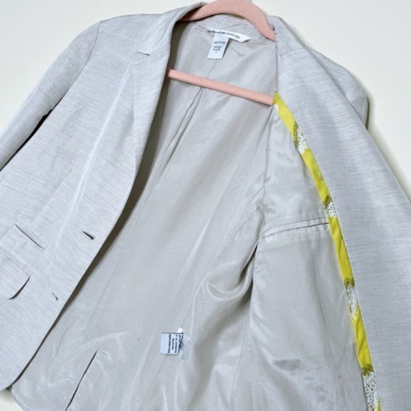 ⚡️SOLD⚡️ dvf diane von furstenberg grey linen-blend school boy blazer - size 8 - Picture 7 of 9